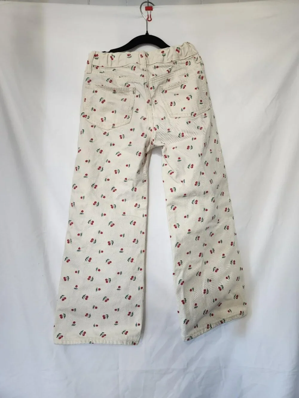 Old Navy High Rise Baggy Wide Leg Jeans Size 8 Cherry Print